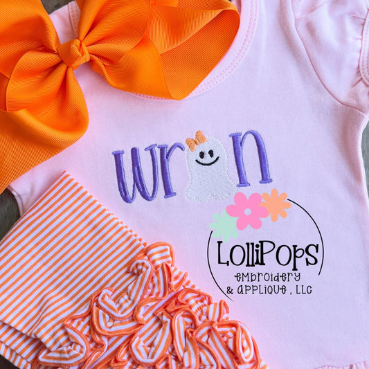 Girl Ghost Halloween Name Shirt